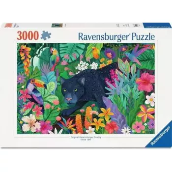 Dėlionė Ravensburger Pantera žydinčioje džiunglėje – 3000 dalių, didelio formato laisvalaikio dėlionė