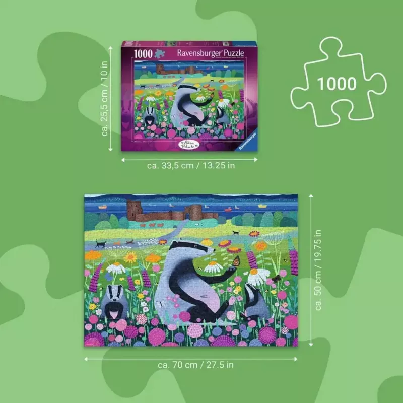 Dėlionė Ravensburger Meadow Friends 1000 dalių, suaugusiems ir paaugliams, klasikinės tarpusavyje sujungiamos detalės