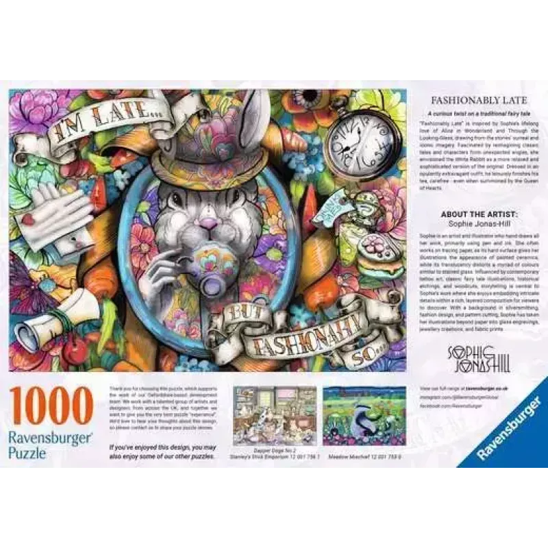 Dėlionė Ravensburger Fashionably Late – 1000 dalių, peizažinis formatas, 700 × 500 mm