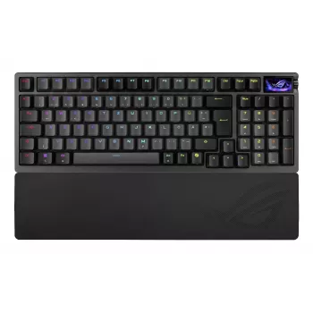Mechaninė žaidimų klaviatūra ASUS ROG Azoth 96 HE — 96 % QWERTZ, USB + RF belaidis + Bluetooth, magnetiniai-mechaniniai jungikliai, RGB, juoda