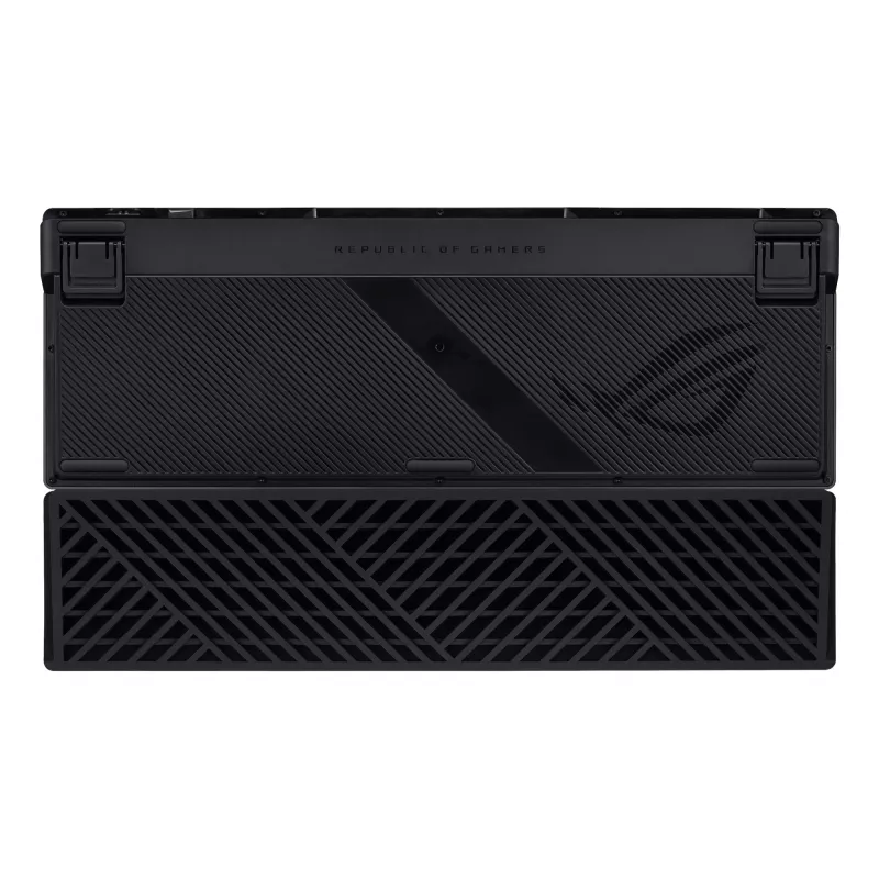 Mechaninė žaidimų klaviatūra ASUS ROG Azoth 96 HE — 96 % QWERTZ, USB + RF belaidis + Bluetooth, magnetiniai-mechaniniai jungikliai, RGB, juoda