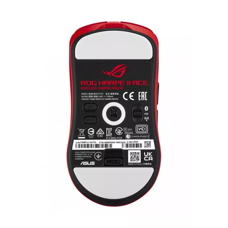 ASUS ROG Harpe II Ace RED pelė žaidimams Dešinei rankai RF belaidis + Bluetooth + USB Type-A Optinis 42000 DPI