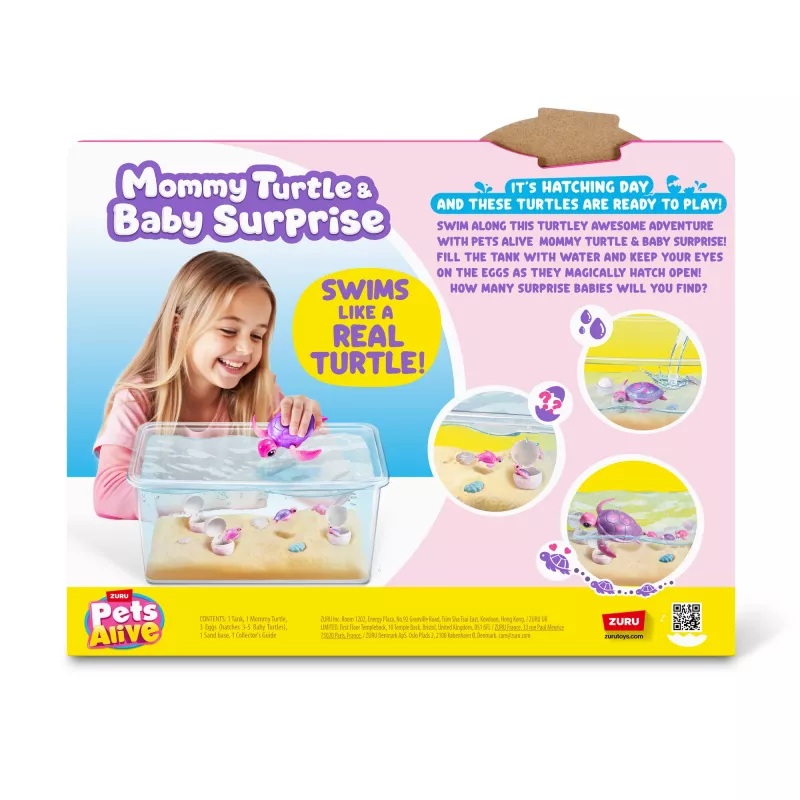 Zuru Pets Alive Mommy Turtle Surprise interaktyvus vėžlys, įvairiaspalvis, LR44 baterija