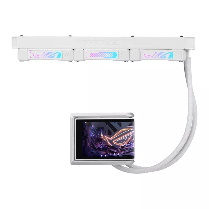 Vandens aušintuvas ASUS ROG RYUO IV 360 ARGB WHT — 360 mm radiatorius, 120 mm ventiliatoriai, Balta
