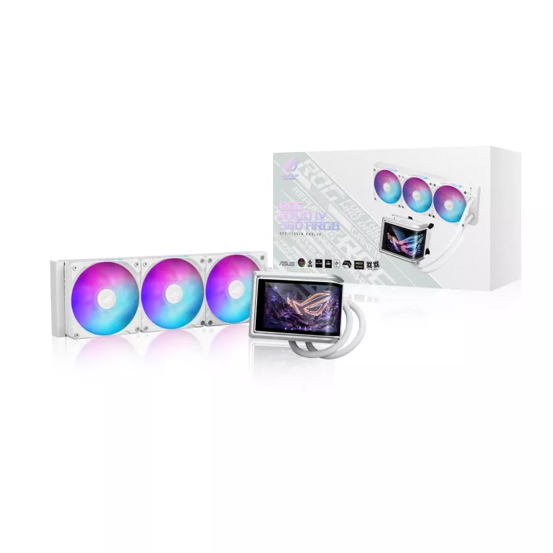 Vandens aušintuvas ASUS ROG RYUO IV 360 ARGB WHT — 360 mm radiatorius, 120 mm ventiliatoriai, Balta
