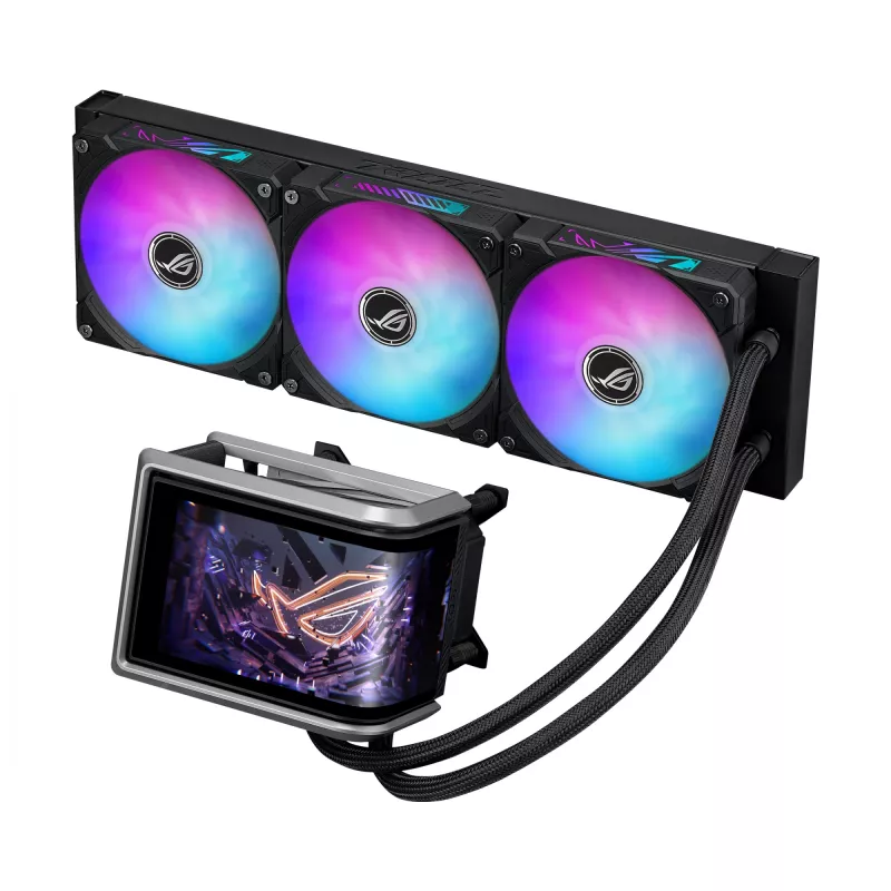 Vandens aušintuvas ASUS ROG RYUO IV 360 ARGB — 360 mm radiatorius, 120 mm ventiliatoriai, juodas