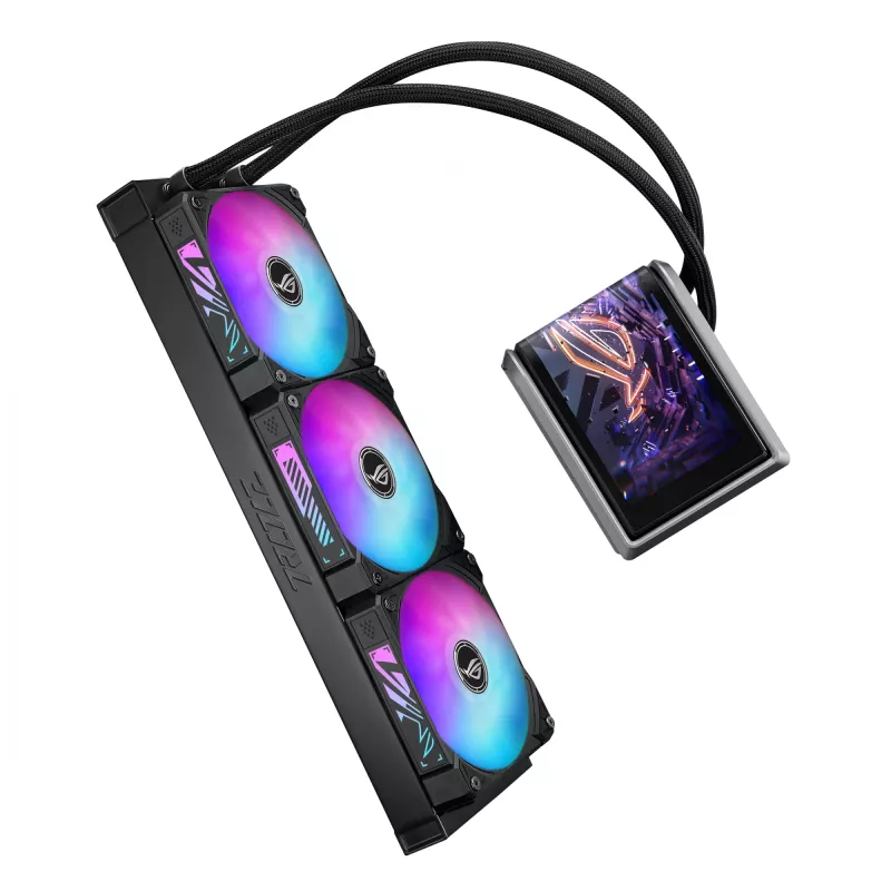 Vandens aušintuvas ASUS ROG RYUO IV 360 ARGB — 360 mm radiatorius, 120 mm ventiliatoriai, juodas