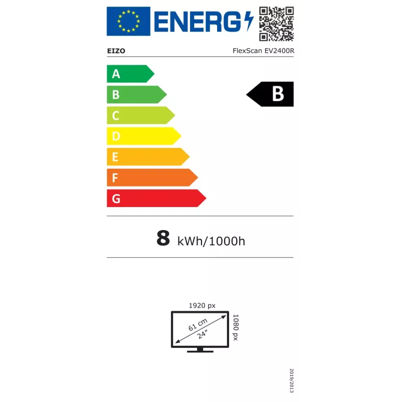 Monitorius EIZO FlexScan EV2400R-BK 23,8 colio (60,5 cm) Full HD 1920x1080 IPS LCD, 5 ms, USB šakotuvas, garsiakalbiai, VESA, aukščio reguliavimas, juodas