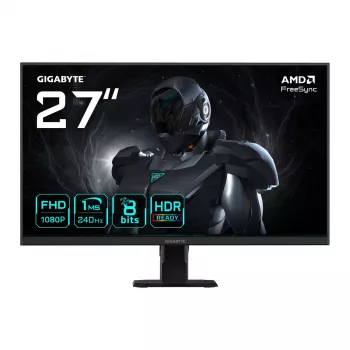 GIGABYTE GS27F2 27 colių FHD žaidimų monitorius - 1920 x 1080, 240Hz, 1ms, 300 cd/m², FreeSync, HDR Ready, HDMI 2.0, DisplayPort 1.4