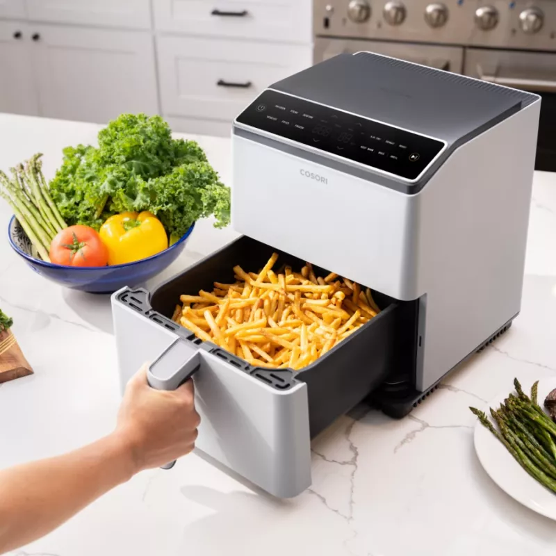 Cosori Dual Blaze 6.4 L 1750 W Karšto oro gruzdintuvė Šviesiai pilka
