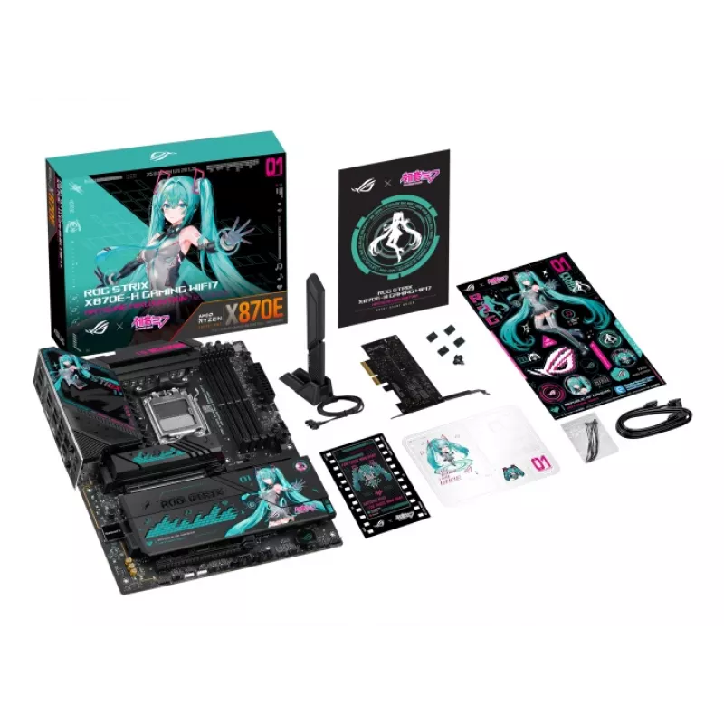 Motininė plokštė ASUS ROG STRIX X870E-H GAMING MIKU WIFI7 ATX AM5 lizdui, DDR5 palaikymas