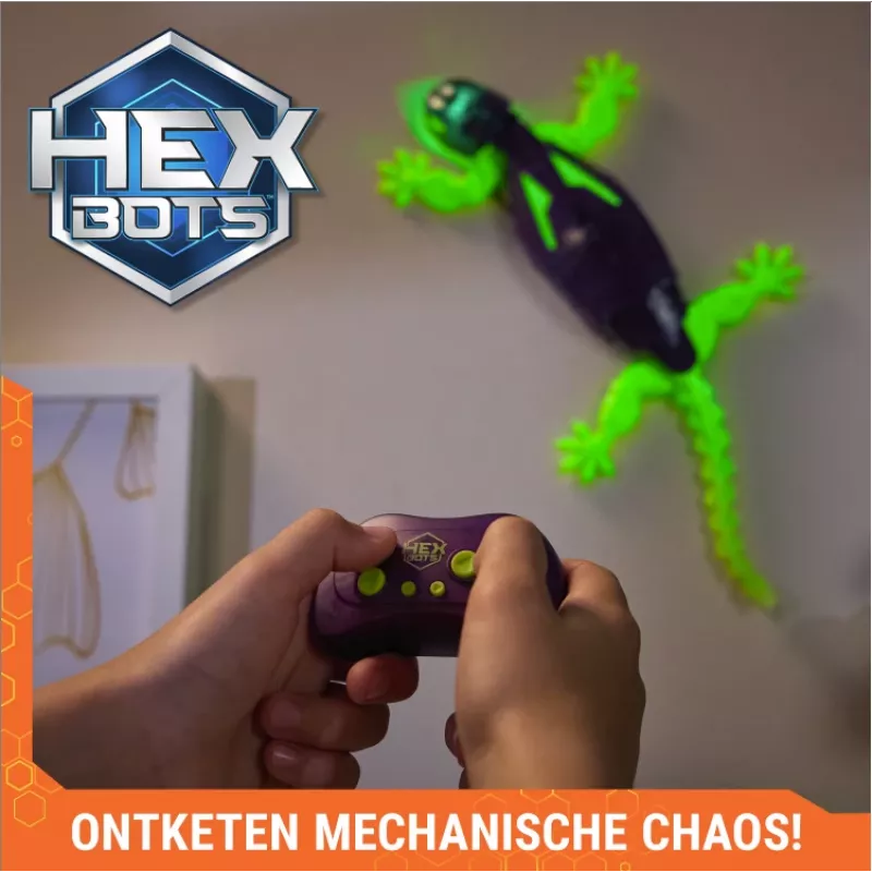 HEX BOTS Švytintis tamsoje gekonas, įkraunamas nuotolinio valdymo robotas žaislas, lipantis sienomis, išdaigoms, RC robotas berniukams ir mergaitėms nuo 4 metų