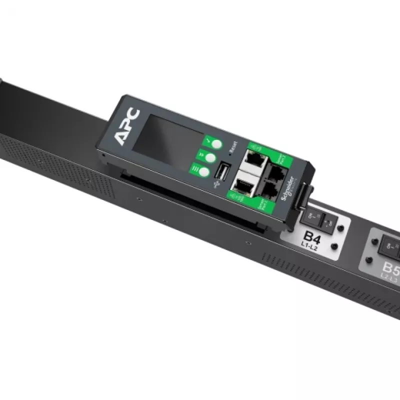Stovo PDU APC NetShelter Advanced Switched 3 fazių 43,5 kW (400V 63A) arba 34,6 kW (415V 60A), 42 lizdai, IEC 60309 įvadas