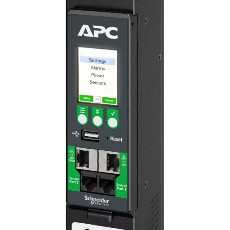 Stovo PDU APC NetShelter Advanced Switched 3 fazių 43,5 kW (400V 63A) arba 34,6 kW (415V 60A), 42 lizdai, IEC 60309 įvadas