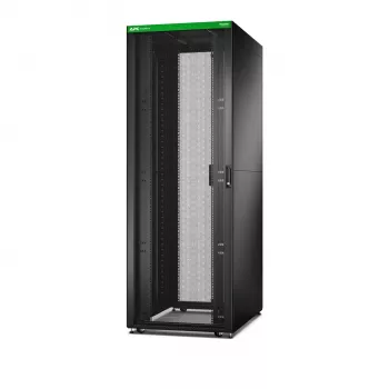 Laisvai pastatomas serverinis stovas APC Easy Rack 48U (juodas) su stogu, ratukais, kojelėmis, 4 PDU kronšteinais, šoninėmis plokštėmis — 2258 x 800 x 1200 mm