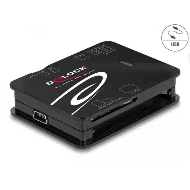 Card Reader DeLOCK 91007 USB 2.0 Juodas CF MMC MS MicroSD xD