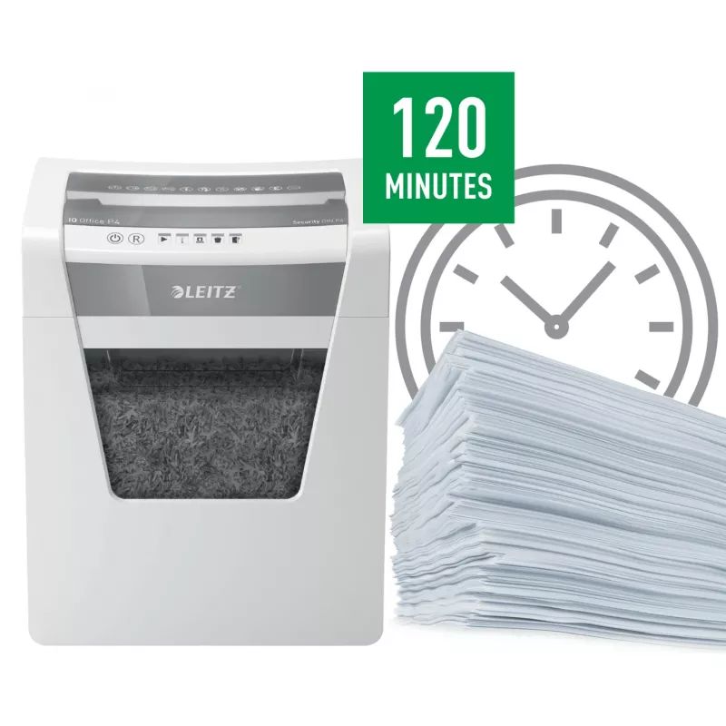Leitz IQ Office dokumentų smulkintuvas P4, kryžminis smulkinimas, 22,3 cm, 4 x 40 mm, 23 l, 225 lapų, 55 dB
