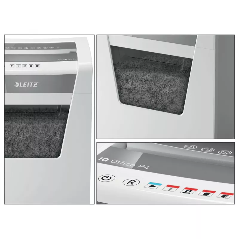 Leitz IQ Office dokumentų smulkintuvas P4, kryžminis smulkinimas, 22,3 cm, 4 x 40 mm, 23 l, 225 lapų, 55 dB