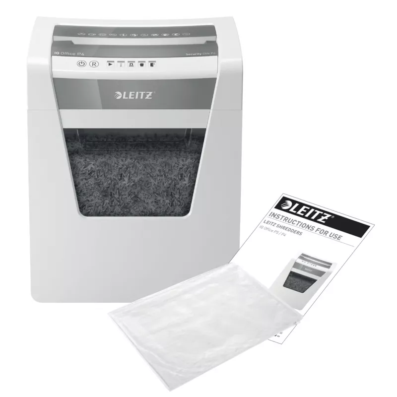 Leitz IQ Office dokumentų smulkintuvas P4, kryžminis smulkinimas, 22,3 cm, 4 x 40 mm, 23 l, 225 lapų, 55 dB