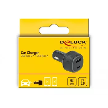 Automobilinis kroviklis DeLOCK 64108 USB Type-C PD 3.0 ir USB Type-A 63 W
