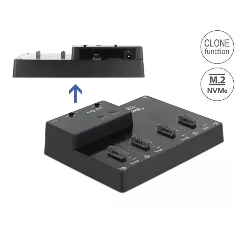 Docking stotelė Delock 64124 USB 3.2 Gen 2 Type-C juoda M.2 SSD