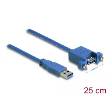 DeLOCK USB 3.0 Type-A lizdo prailginimo laidas su skydelio montavimu, 25 cm
