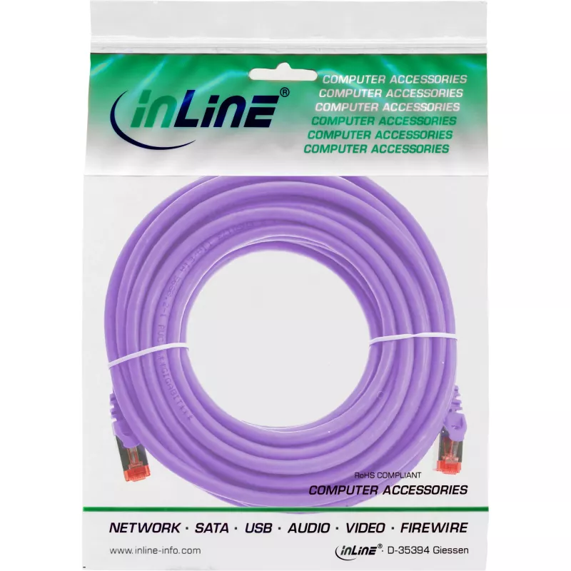 InLine Patch Laidas S/FTP PiMF Cat.6 250MHz PVC varis violetinis 10m