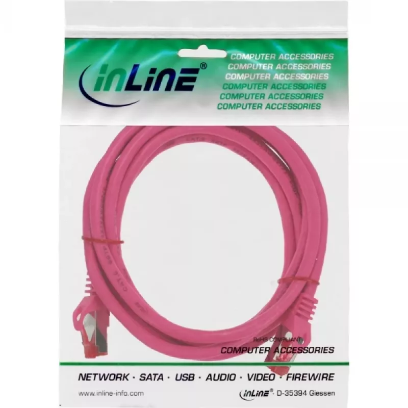 InLine Patch Cable S/FTP PiMF Cat.6 250MHz PVC varis rožinė 1m