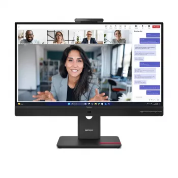 24 colių Lenovo ThinkVision T24-4v IPS LCD monitorius, 1920×1080 Full HD, 6 ms, 250 cd/m², įmontuoti garsiakalbiai, USB šakotuvas, VESA, reguliuojamas aukštis, juodas