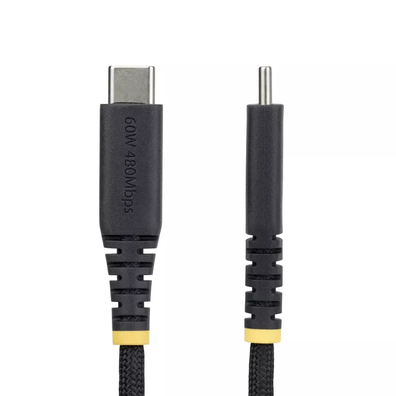 StarTech.com 15 cm USB-C įkrovimo laidas, 60W (3A) PD, dviejų sluoksnių pintas nailono/TPE apvalkalas, patvarus USB-C įkrovimo laidas, USB 2.0 nešiojamojo kompiuterio įkrovimo laidas