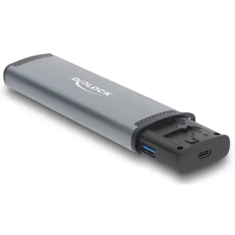 Kortelių skaitytuvas DELOCK USB 5 Gbps su SD ir MicroSD lizdais, USB 3.2 Gen 1 Type-A/Type-C, kabeliai ir adapteriai, juoda/pilka