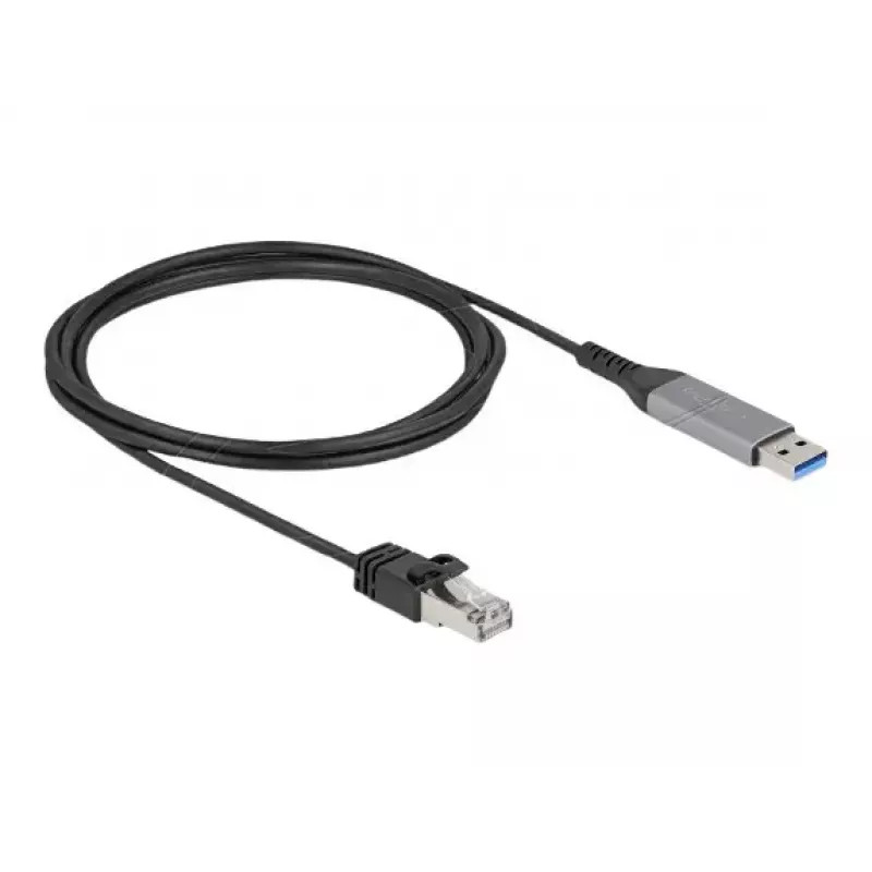 Tinklo kabelis DELOCK 60756, USB A į RJ-45, 2 m, 10/100/1000Base-T(X), antracito/juodos spalvos