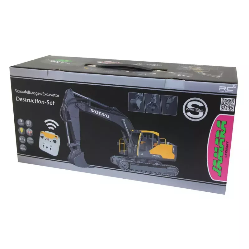 Radijo bangomis valdomas ekskavatoriaus modelis Jamara 406300 Volvo EC160E 1:16 su elektriniu varikliu