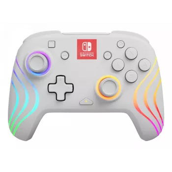 PDP Afterglow Wave White belaidis valdiklis su RGB apšvietimu, skirtas Nintendo Switch ir Nintendo Switch OLED