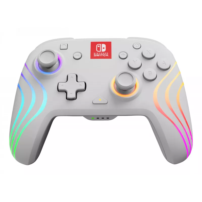 PDP Afterglow Wave White belaidis valdiklis su RGB apšvietimu, skirtas Nintendo Switch ir Nintendo Switch OLED