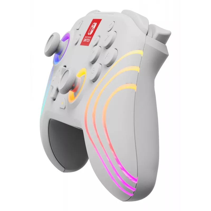 PDP Afterglow Wave White belaidis valdiklis su RGB apšvietimu, skirtas Nintendo Switch ir Nintendo Switch OLED