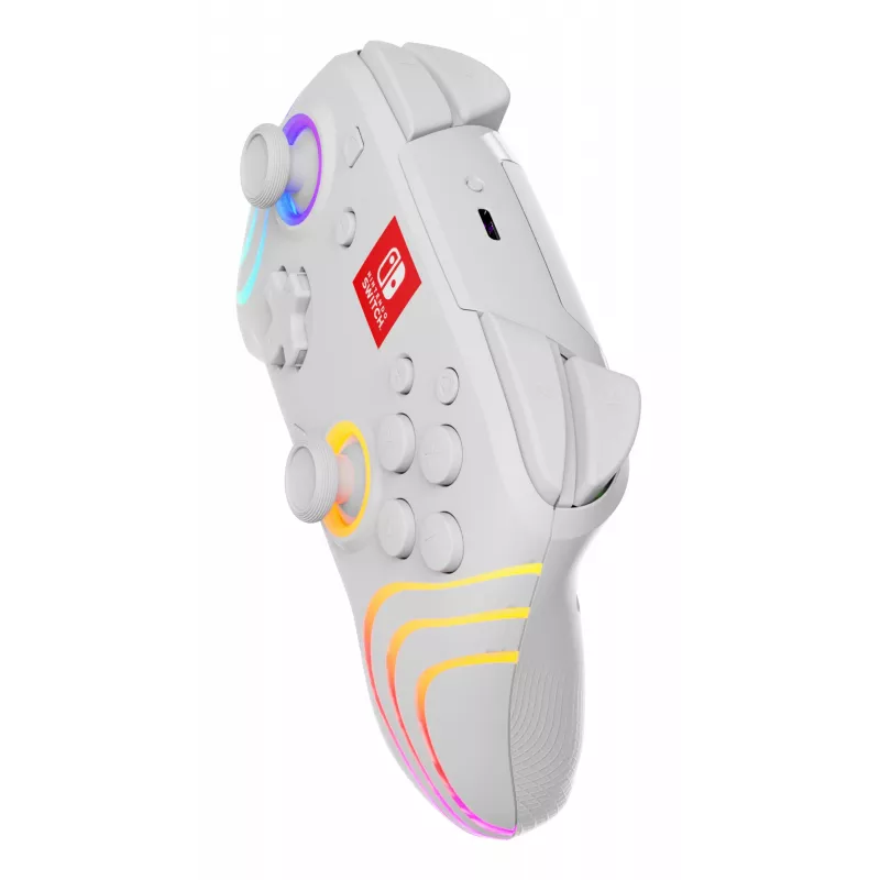PDP Afterglow Wave White belaidis valdiklis su RGB apšvietimu, skirtas Nintendo Switch ir Nintendo Switch OLED