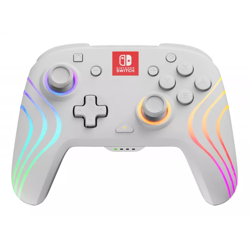 PDP Afterglow Wave White belaidis valdiklis su RGB apšvietimu, skirtas Nintendo Switch ir Nintendo Switch OLED