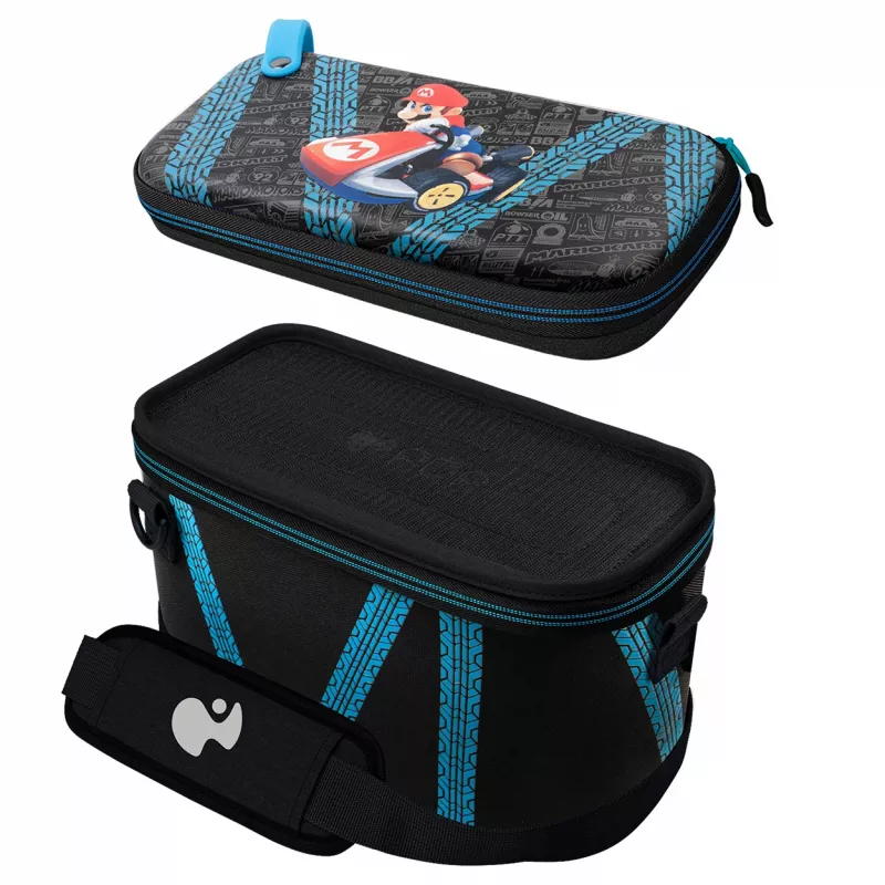 Kietasis dėklas PDP Nintendo Switch Kart Drift Overnight Case GLOW juodas mėlynas