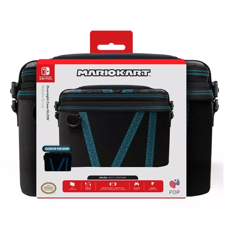 Kietasis dėklas PDP Nintendo Switch Kart Drift Overnight Case GLOW juodas mėlynas