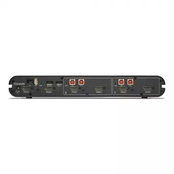 KVM jungiklis Belkin Universal 2nd Gen — 2 prievadų, saugus, HDMI/DisplayPort, 4K@60Hz, USB klaviatūra/pelė, juodas, montavimui į stelažą