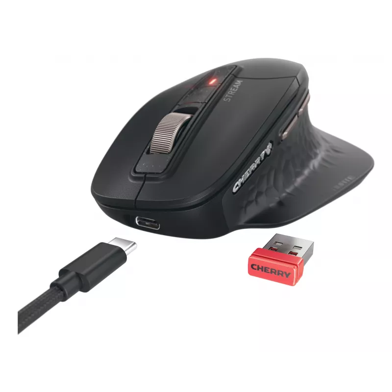 CHERRY Stream Desktop Ultimate klaviatūros ir pelės rinkinys, pilno dydžio AZERTY išdėstymas, juoda spalva