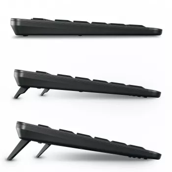 Cherry Stream ultimate pilno dydžio AZERTY klaviatūra, USB + RF belaidis + Bluetooth, žirkliniai jungikliai, LED foninis apšvietimas, juoda
