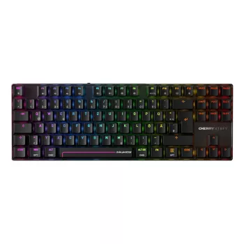 Belaidė žaidimų klaviatūra CHERRY MX 8.2 Pro TMR — Tenkeyless, QWERTZ vokiška, USB + RF + Bluetooth, RGB, 88 klavišų, Juoda