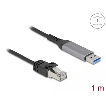 Tinklo adapterio kabelis DELOCK USB Type-A į RJ45 Gigabit Ethernet Cat6 1 m, antracito/juodos spalvos