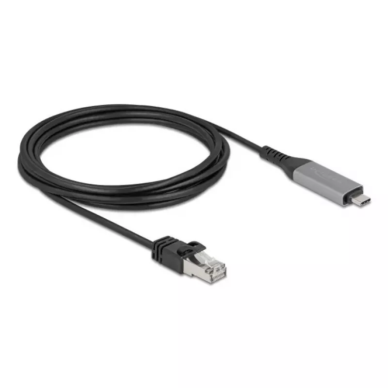 Tinklo kabelis DELOCK USB Type-C į RJ45 Gigabit Ethernet Cat6, 3 m, antracitas/juoda