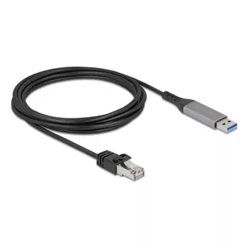 Tinklo kabelis DELOCK USB Type-A – RJ45 Gigabit Ethernet Cat6, 3 m, antracitas/juoda