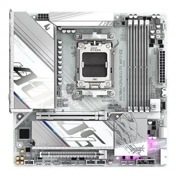 GIGABYTE pagrindinė plokštė X870M AORUS ELITE WIFI7 ICE — Micro ATX, AMD X870, Socket AM5, DDR5 iki 8200 Hz (O.C), 14+2+2 VRM, PCIe 5.0, Wi‑Fi 7, 2.5 GbE, USB4