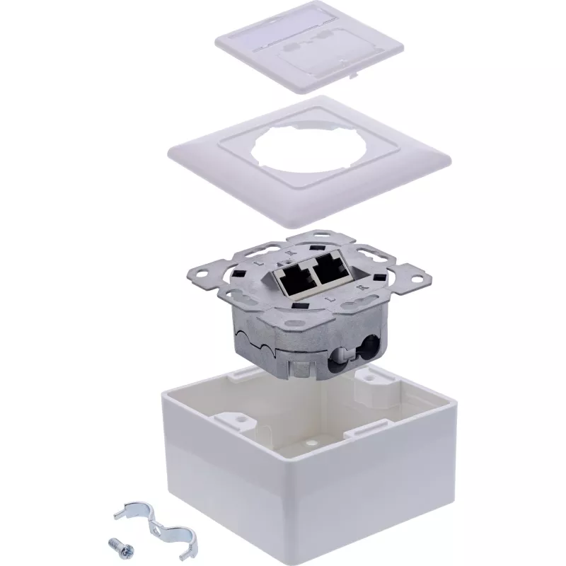 InLine 76842A Kištukinis lizdas 2x RJ-45 Baltas Tinklo kabelis Cat 6a