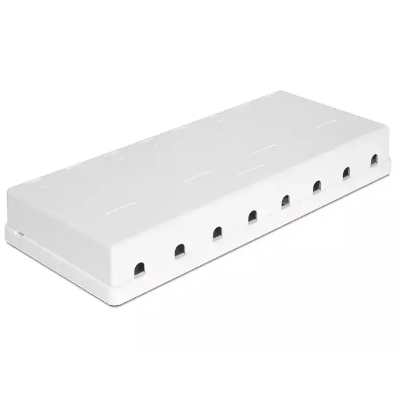 DeLOCK 86209 Keystone dėžutė su 8 prievadais montuoti ant paviršiaus, balta